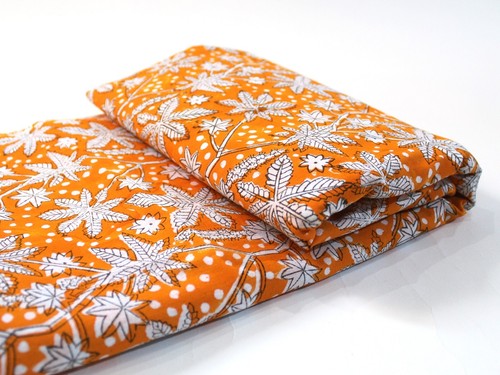 Indian Yellow Hand Block Print Cotton Fabric Natural Handmade Sanganeri 2.5 Yard - Picture 8 of 8