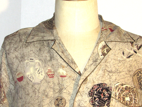 VINTAGE 1960s-70s JAPANESE PAJAMAS! SHIRT/PANTS/ROBE! ORIENTAL PATTERN! JAPAN! M - Picture 14 of 24