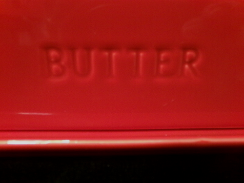 HELLROTE GLASIERTE KUNSTKERAMIK BEDECKT BUTTERDOSE - Bild 9 von 10