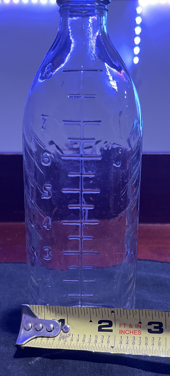 Antique Narrow Mouth Baby Bottle Nursing Milk Clear Glass Bottle 8 Oz. Capacity