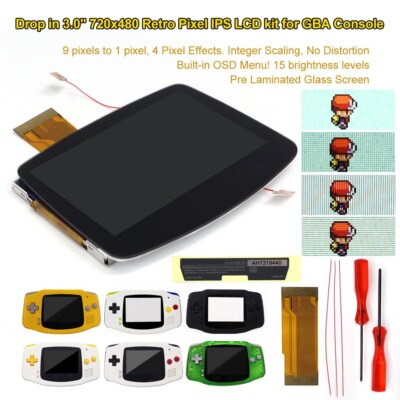 Hispeedido Pre- Laminiated HD v5 GBA 3.0'' IPS Screen HD LCD For Game Boy Advance
