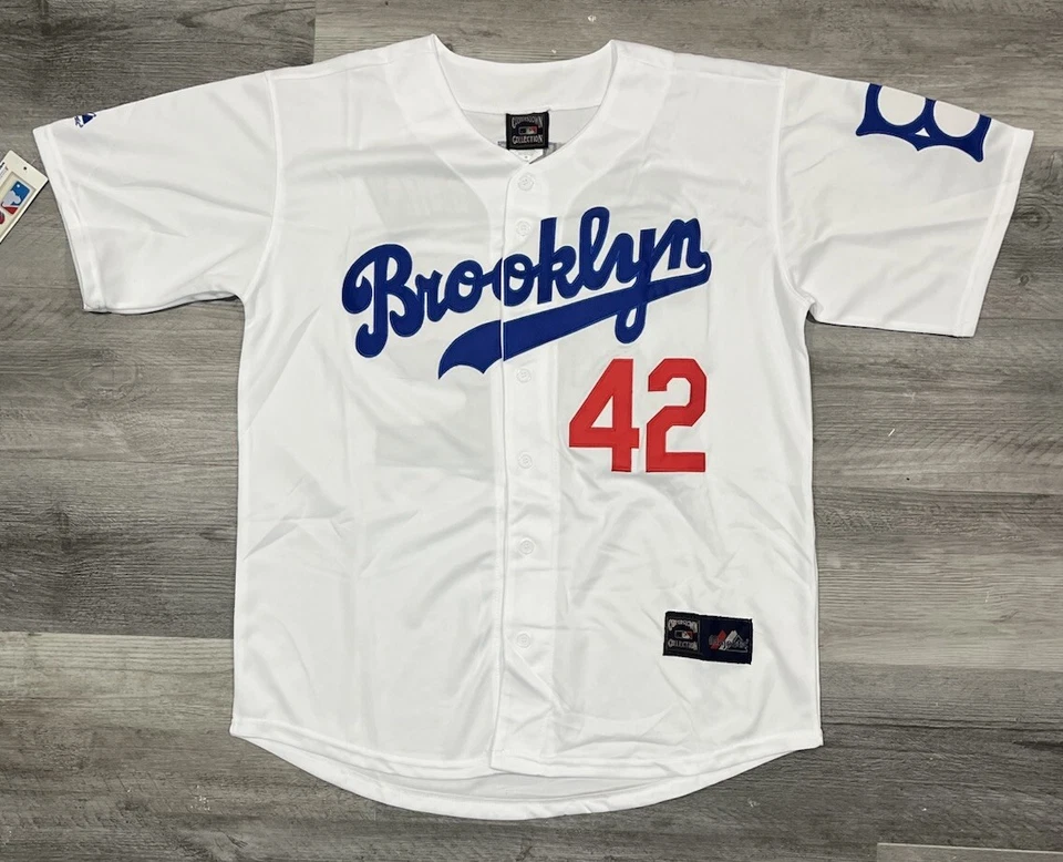 Camiseta deportiva Jackie Robinson Brooklyn Dodgers Home blanca Cooperstown grande para hombre Foto 2 de 3