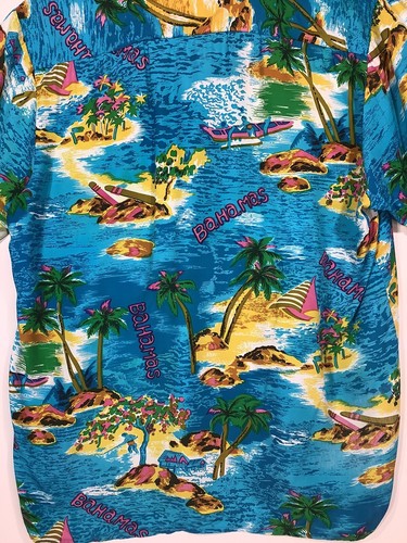 Vintage Tropical Fashions Bahamas Rayon Hawaiian Shirt Size XL Aloha Palm Trees - Picture 8 of 9