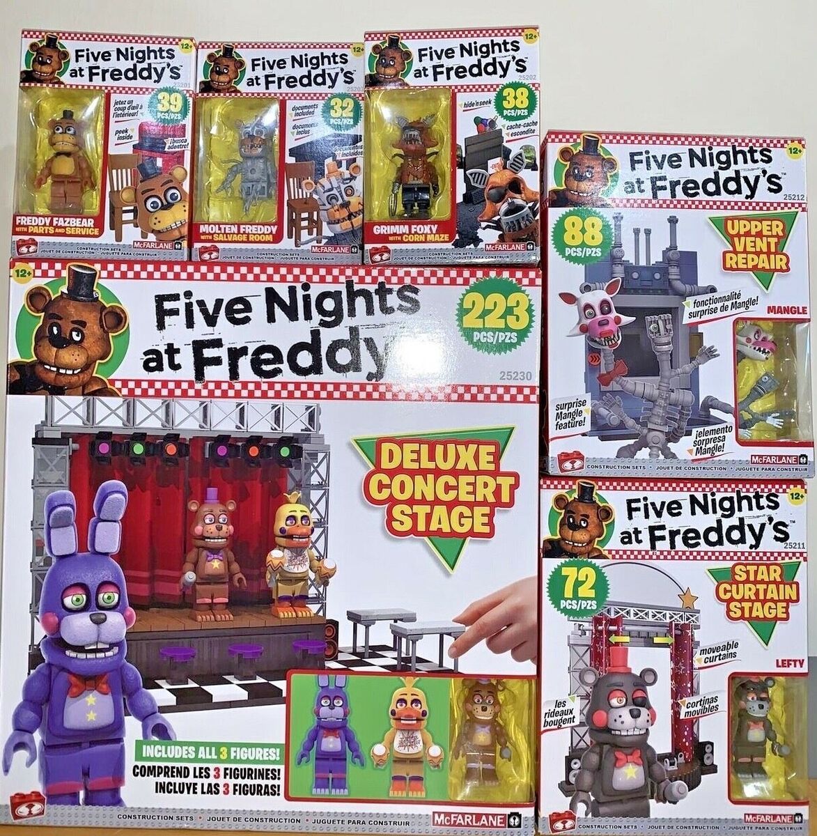 2020 Five Nights At Freddy's Construction 6 SETS FNAF STAGE STAR