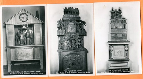 Spillville, IA, Bily Brothers Uhren, 8 Echtfoto Postkarten ca. 1940er Jahre - Bild 5 von 7