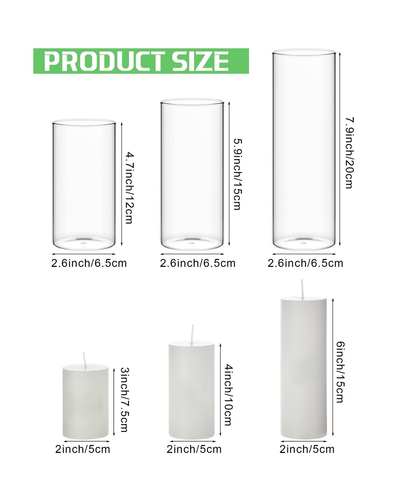 Shihanee Set of 36 Pillar Candles and Glass Cylinder Vases Clear Cylinder Hol... - Picture 2 of 7