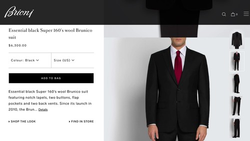 $6300 BRIONI - Classic Solid Black 2-Btn *CELEB FAVE* 160's Suit - 46R - Picture 2 of 12