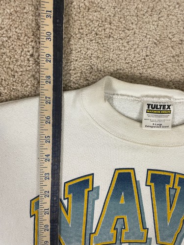 Vintage Tultex US Navy Pullover Felpa Uomo XL Regular Fit Made in USA Grigio - Foto 13 di 15