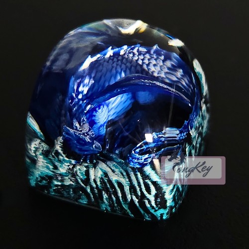 Sleeping Azure Dragon - Handpainted Artisan Resin Keycap for Mechanical Keyboard - Picture 1 of 4