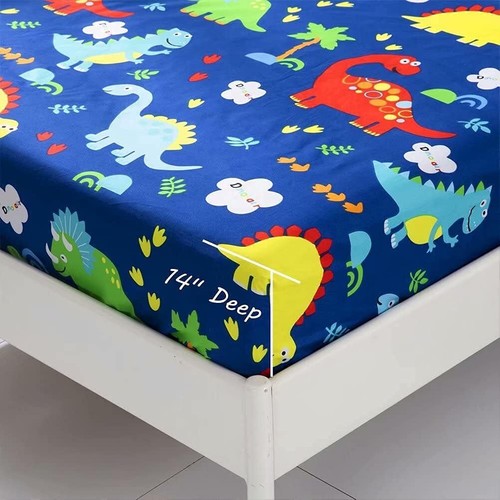 Dinosaur Sheets Twin Bed Fitted Sheet Kids Boys Twin, Set - Picture 3 of 7