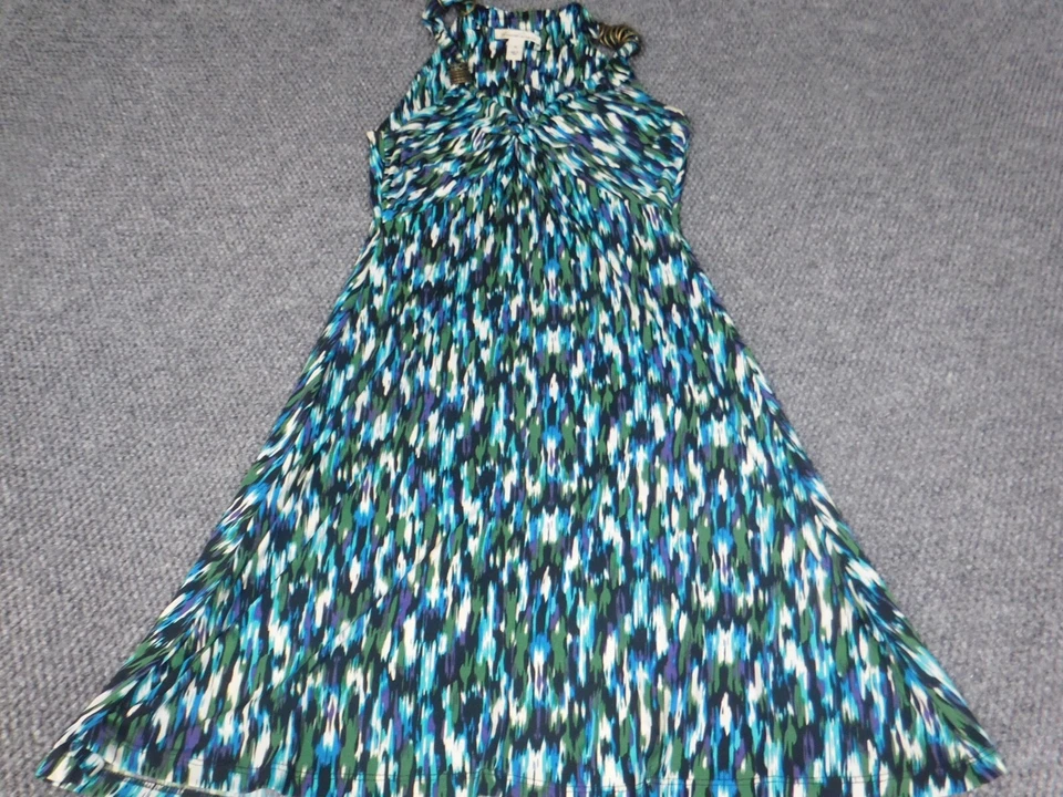 Kenneth Cole 女式连衣裙超小号蓝色套头 A 字弹力 — 第 2/4 张图片