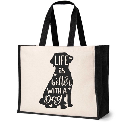 Life Is Better With a Dog Tote Bag Dog Lovers Gift Ladies Canvas Shopper - Picture 1 of 6