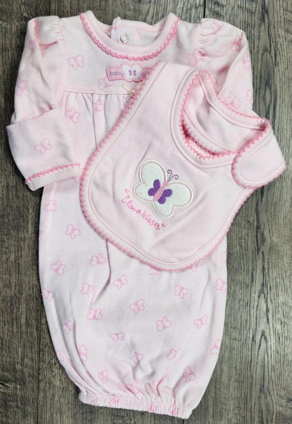 Baby Girl Clothes Nwot Just One Year Carter's 2pc Preemie Gown Butterfly & Bib