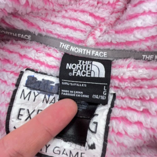 North Face Jacket Girls Large Pink Gray Fleece Denali Sweater Mixed Youth Kids G - Picture 3 of 12
