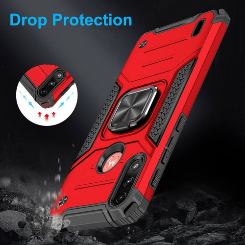 Case for Motorola Moto E7i Power Phone Cover Magnetic Ring Holder Red - Picture 6 of 6