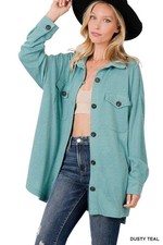 Zenana Women Shacket Oversized Soft Jacquard With Pockets