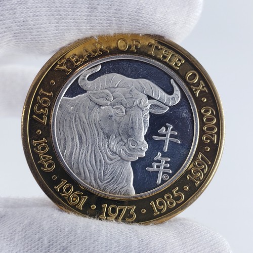 999 Fine Silver Bullion Round Coin Year Ox Blackhawk Casino Token Medal Colorado - Picture 3 of 4