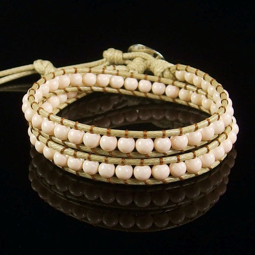 Handgefertigtes mehrlagiges Wickel Strick Leder Armband Glas Kristall Edelstein Perlen - Bild 25 von 47