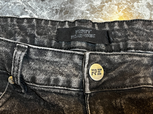 Riot Empire Denim Skinny Jeans (Mens Size 36x32) Black Charcoal {Stretchy Waist} - Picture 4 of 5