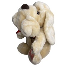 Vintage Wrinkle Face Dog Plush Stuffed Animal Beige 11" Happy Child Toys