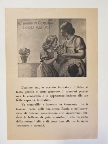 IL BABBO IN GERMANIA LAVORA PER NOI volantino di propaganda RSI - Foto 1 di 1