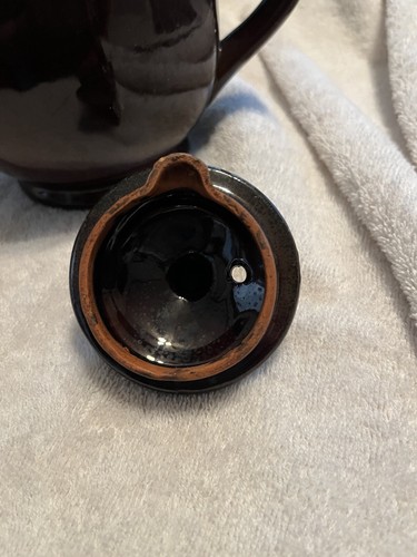 Teapot Japanese Redware Brown Betty Drip Glaze - Picture 4 of 7