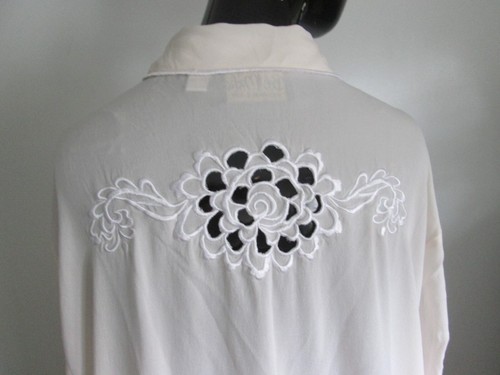 Vintage Bob Mackie Wearable Art Größe 2X 100 % Seide Elfenbein Stickerei Tunika Bluse - Bild 7 von 13