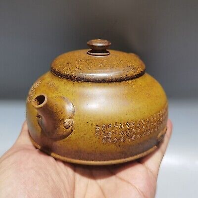 Teiera cinese Yixing Zisha argilla pentola a sabbia bollitore tazza da tè firmata calligrafia - Foto 2 di 9