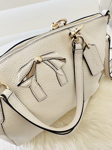 NWT Coach F28969 Small Kelsey Satchel / Bow Chalk White Crossbody Handbag $350 - Picture 6 of 10