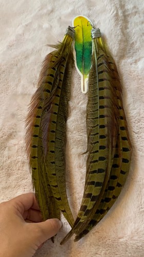 Earrings Boho Feather Statement 33cm Extra Long Light Nickel Free Handmade UK - Picture 7 of 13