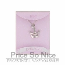 Little Miss June Crown Birthstone Necklace