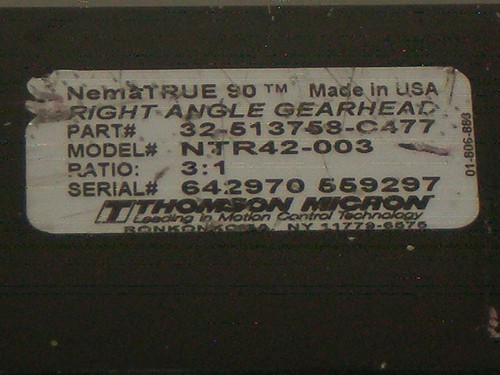 Thomson Micron NTR42-003 Right Angle Gearhead NemaTRUE 90 32-513758-C477 3:1 - Picture 6 of 6