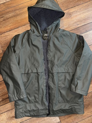 Zara Kids Jacket Coat Fleece Lined Zip Waterproof Rain Sz 13-14 EUC - Bild 1 von 16