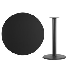 42" Round Black Laminate Table Top With Base - Bar Height Restaurant Table