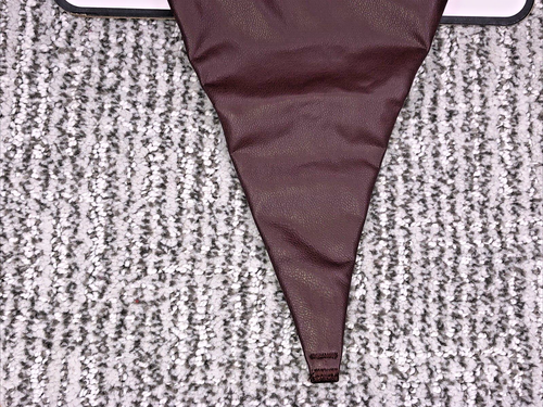 Victoria's Secret NWT Faux Leather V String Panty Small Burgundy Adjustable Sexy - Picture 3 of 9