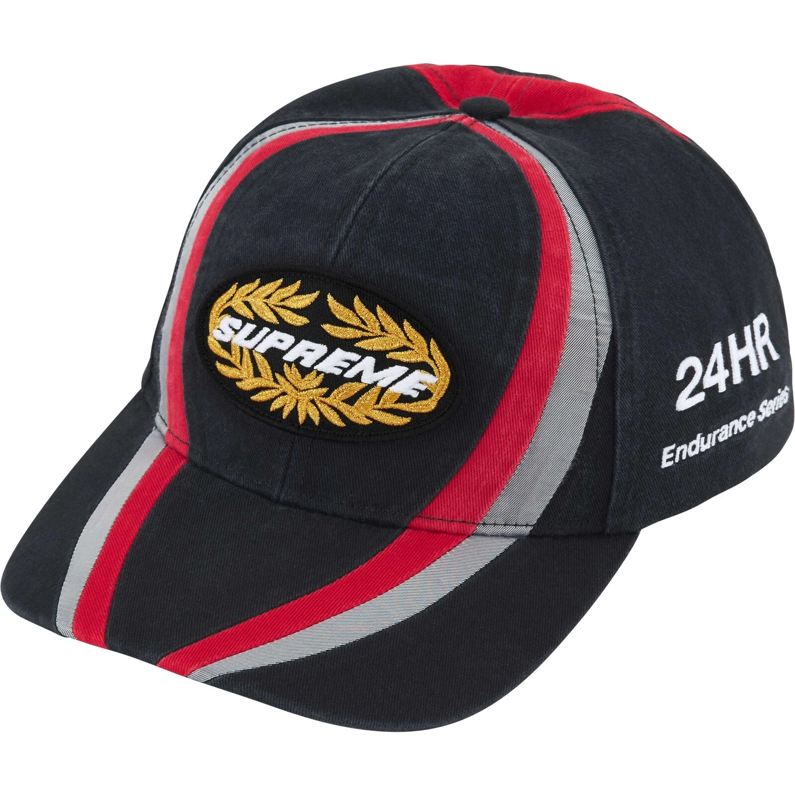Chapeau Supreme Endurance Series 6 panneaux brodé noir FW24 DSWT neuf