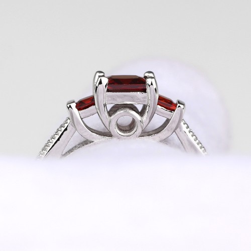 925 Sterling Silber Ring Damen Schmuck 3 Steine quadratische Steine - Bild 7 von 11