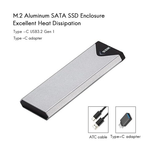 	SSK Aluminum USB 3.2 Gen 1 to M.2 SATA NGFF SSD Enclosure Adapter External S... - Picture 3 of 6
