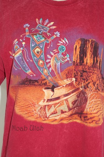 Camicia Vintage Y2K Adulto La Montagna Nativi Americani Rosso Tie Dye Distressed Lg - Foto 4 di 8