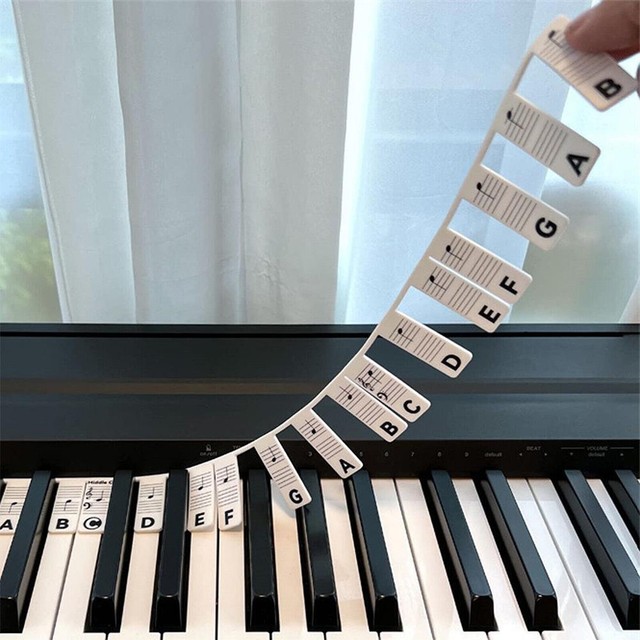 Removable Piano Keyboard Note Labels Reusable Silicone Piano Stickers 88-Keys Removable Piano Keyboard Note Labels Reusable Silicone Piano Stickers 88-Keys
