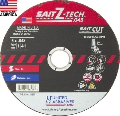 Sait 6'' x .045'' x 7/8'' Type 1 Z-TECH Cutting Wheel Box of 50 - 23327