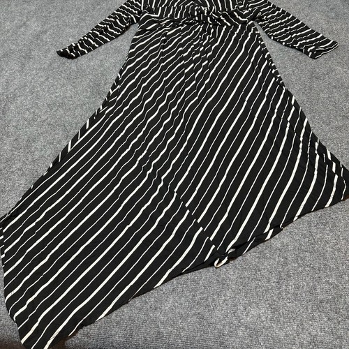 NEW Bobeau Dress Womens Small Long Black Striped Rayon Blend Long Sleeve - Picture 6 of 9