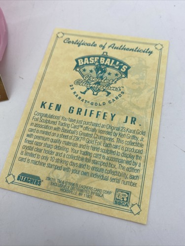 Ken Griffey Jr 1996 Baseball's Greatest Champions 23KT Gold Card Foil With Cert. - Picture 3 of 6