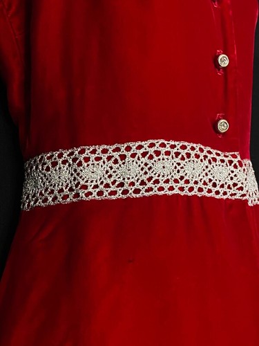 Vintage 1950s red velvet top, sleeveless high waist pin-up holiday party XS S - Picture 7 of 13