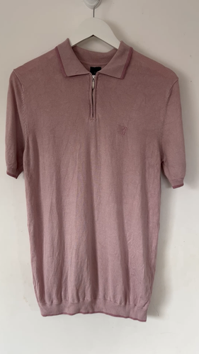River Island Men’s Light Pink Polo Shirt 1/4 Zip Size S - Video 1 of 1