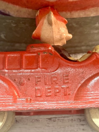 1930's Walt Disney MickeyMouse & Donald Sun Rubber Co Dept Ladder Truck Toy - Picture 14 of 20