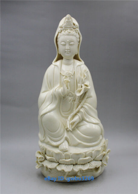 Chinese Dehua Porcelain Sacred Guan Yin Kwan-yin Vase Goddess Statue 22537