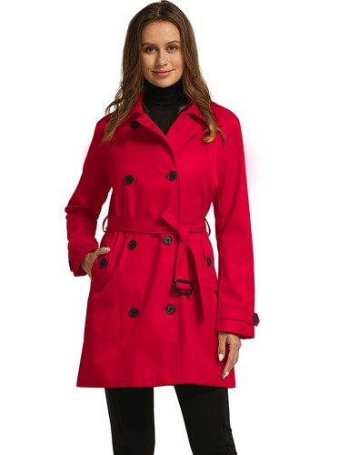 Gabardina para mujer Wantdo impermeable doble botonadura clásica solapa abrigo - Imagen 34 de 94