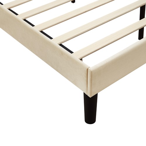 Upholstered Bed Frame Full Queen Platform with Headboard Footboard Wooden Slat - Picture 21 of 56