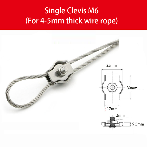 304 Stainless Steel Single Wire Rope Clip Cable Clamp for 1.2 mm - 8 mm Rope - Bild 13 von 15